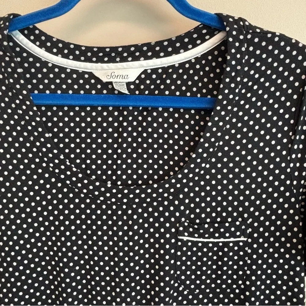 Soma Black Dress Slip Pajama. Cute polka dot - black & White Dots. Size Medium